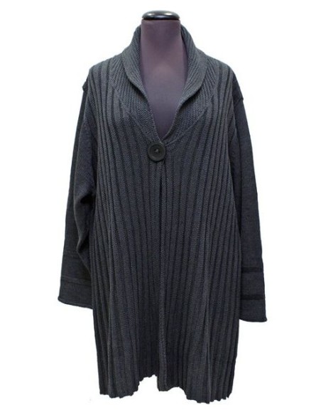 Cardigan grigio lungo unico bottone