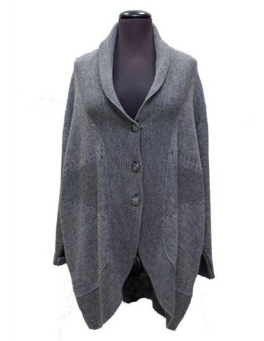 Cardigan grigio in lana traforato