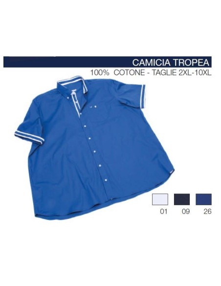 Camicia mezza manica Maxfort ricamo ancora TROPEA