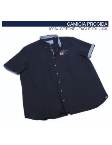 Camicia mezza manica Maxfort ricamo marina PROCIDA