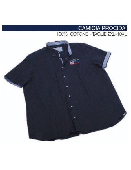 Camicia mezza manica Maxfort ricamo marina PROCIDA