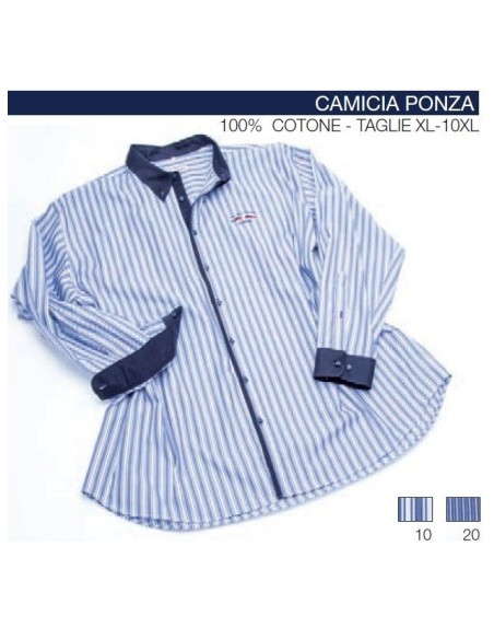 Camicia PONZA manica lunga Maxfort rigata contrasti